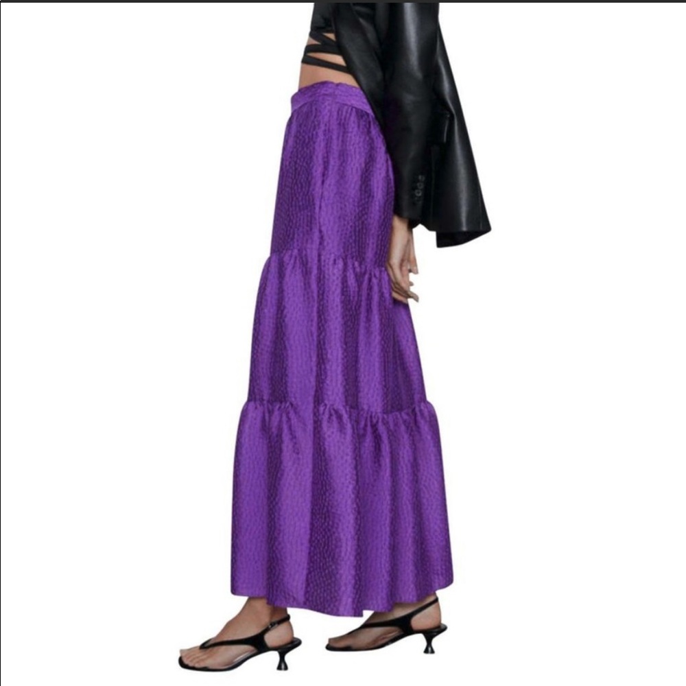 NWT~ ZARA Voluminous Tiered Purple Maxi Skirt~ Size S ~Blogger favorite !!!!!!!